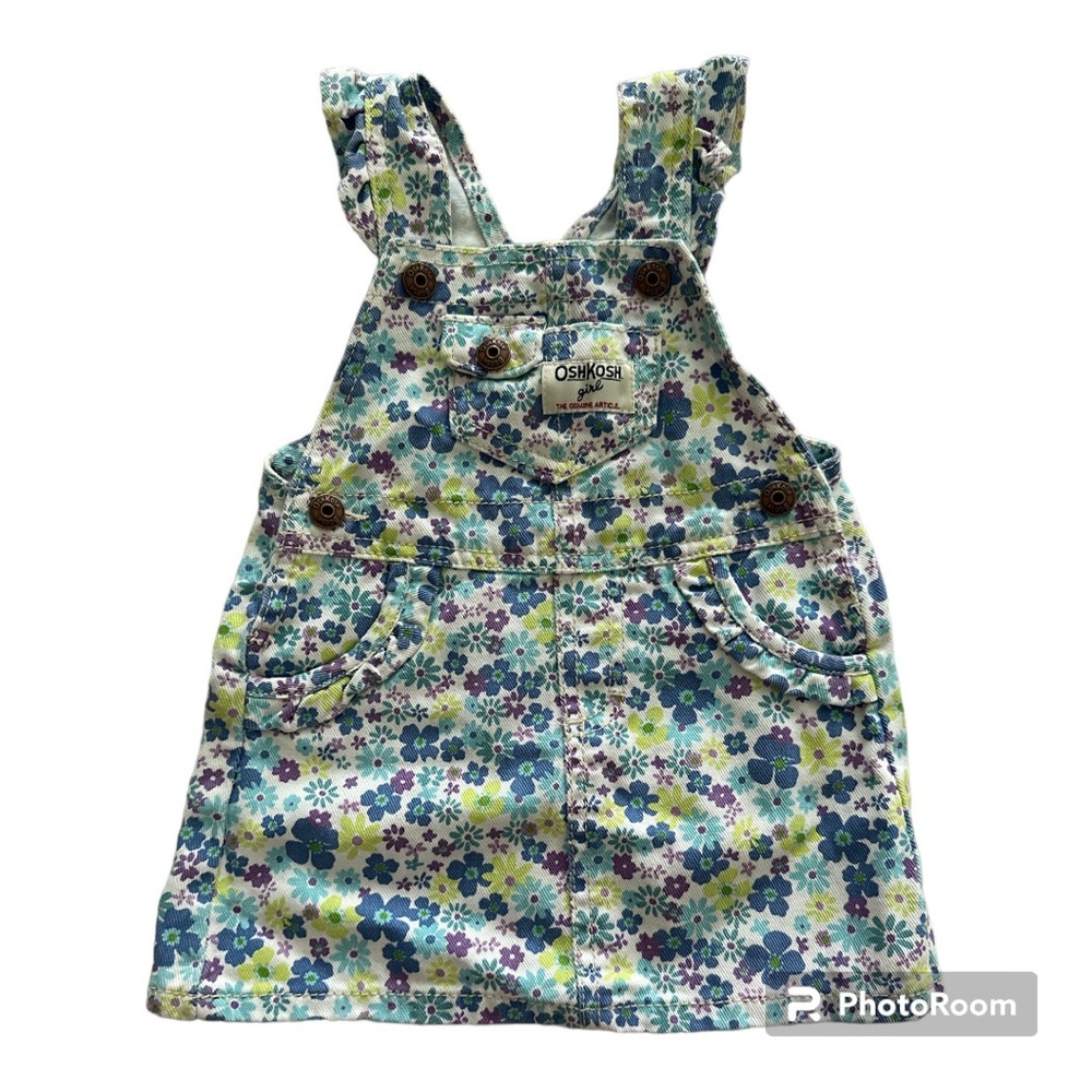 Vintage Oshkosh BGosh Vestback Overall Floral Dress